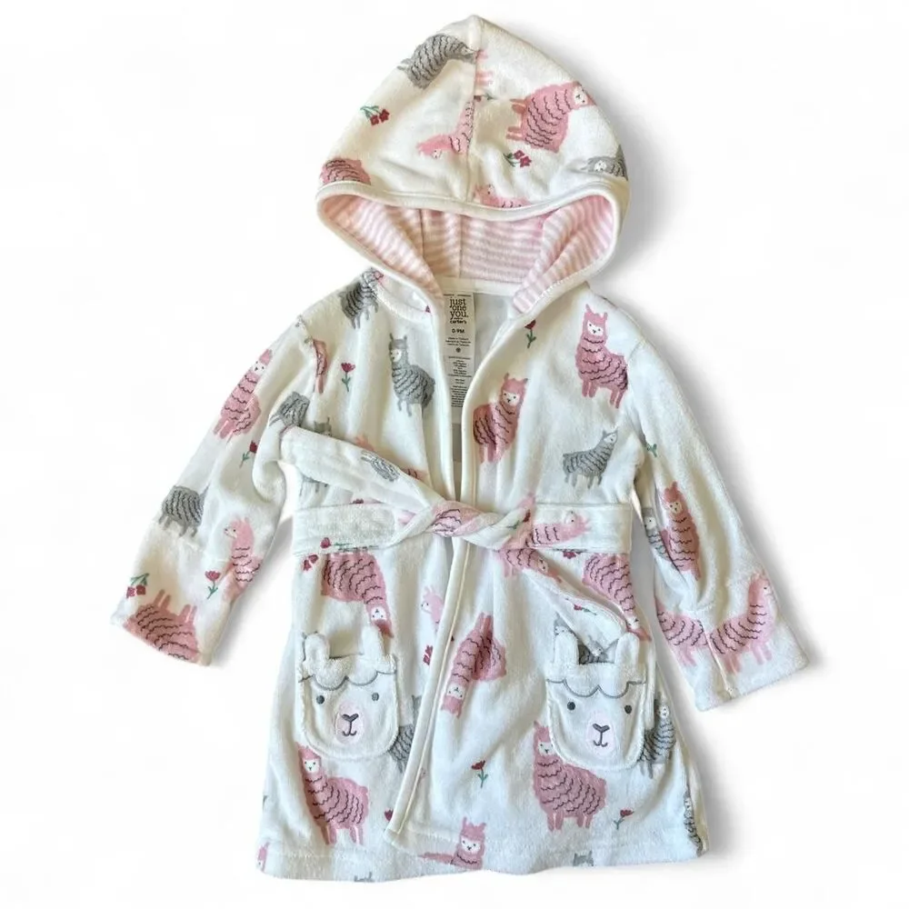 Carter’s Just One You Baby Girl Llama Hooded Bath Robe 0–9 Months